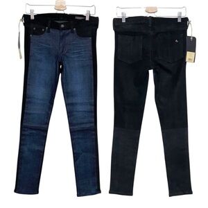 Rag & Bone NWT Essex Jekyll denim & leather Skinny jeans 27